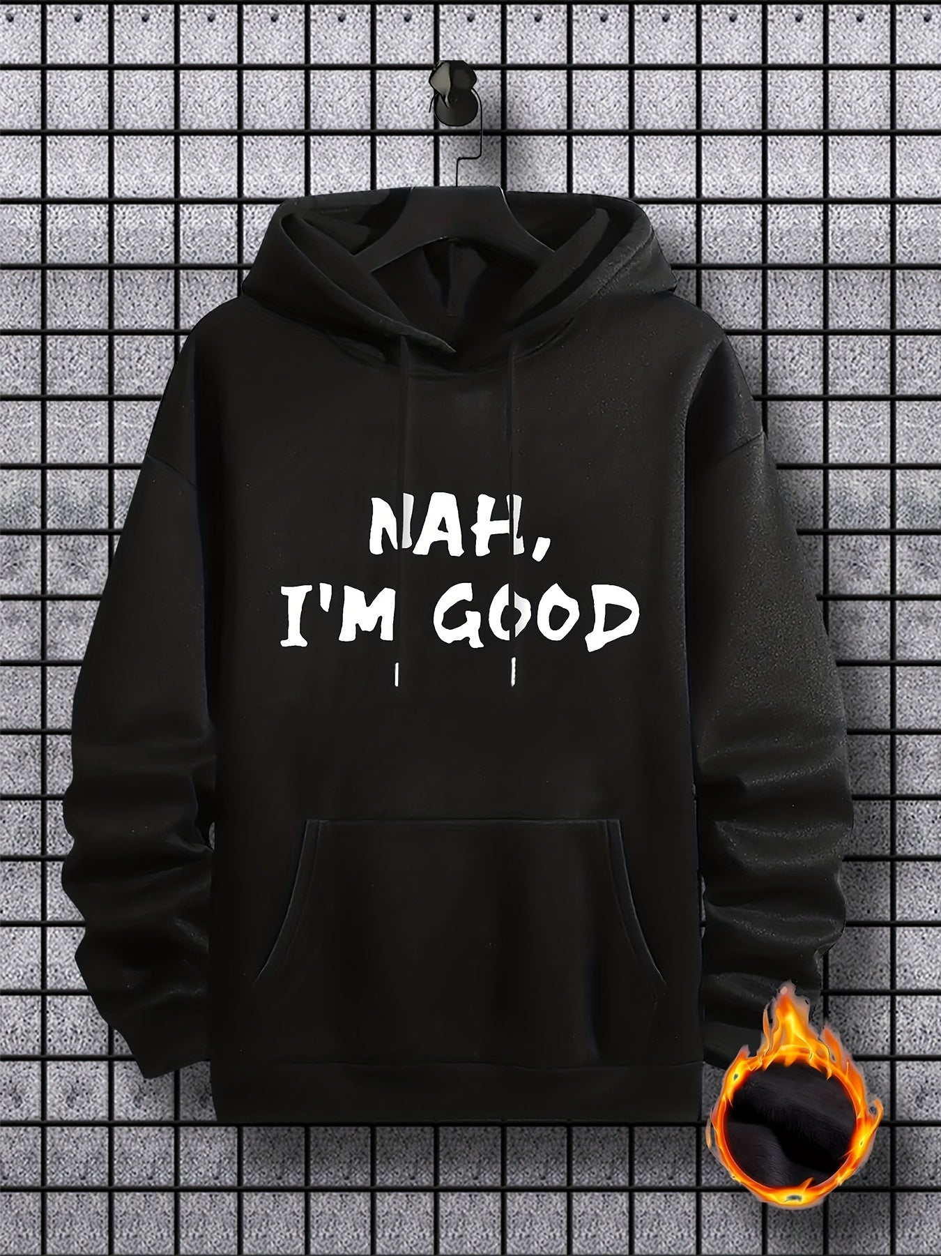 I'm Good Print Hoodie, Cool Hoodies For Men, Men's Casual Graphic Design Pullover Hooded Sweatshirt With Kangaroo Pocket Streetwear For Winter Fall, As Gifts