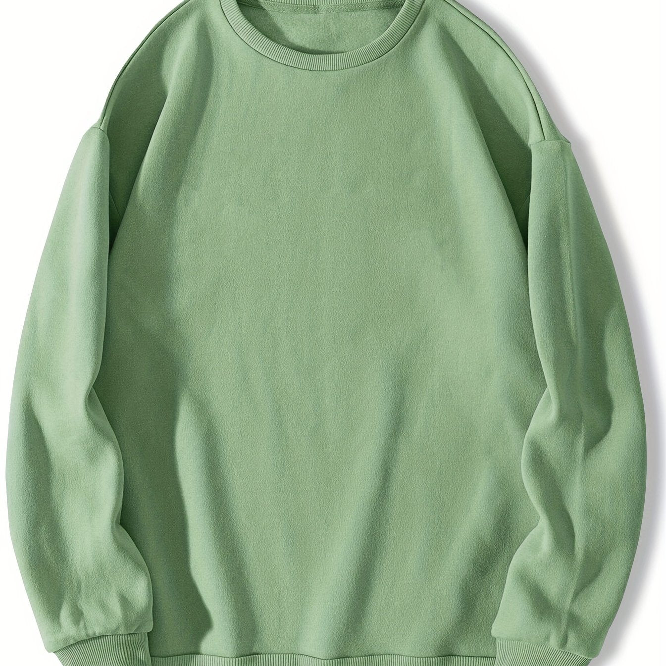 Trendy Solid Sweatshirt, Men's Casual Basic Crew Neck Pullover Sweatshirt For Men Fall Winter
