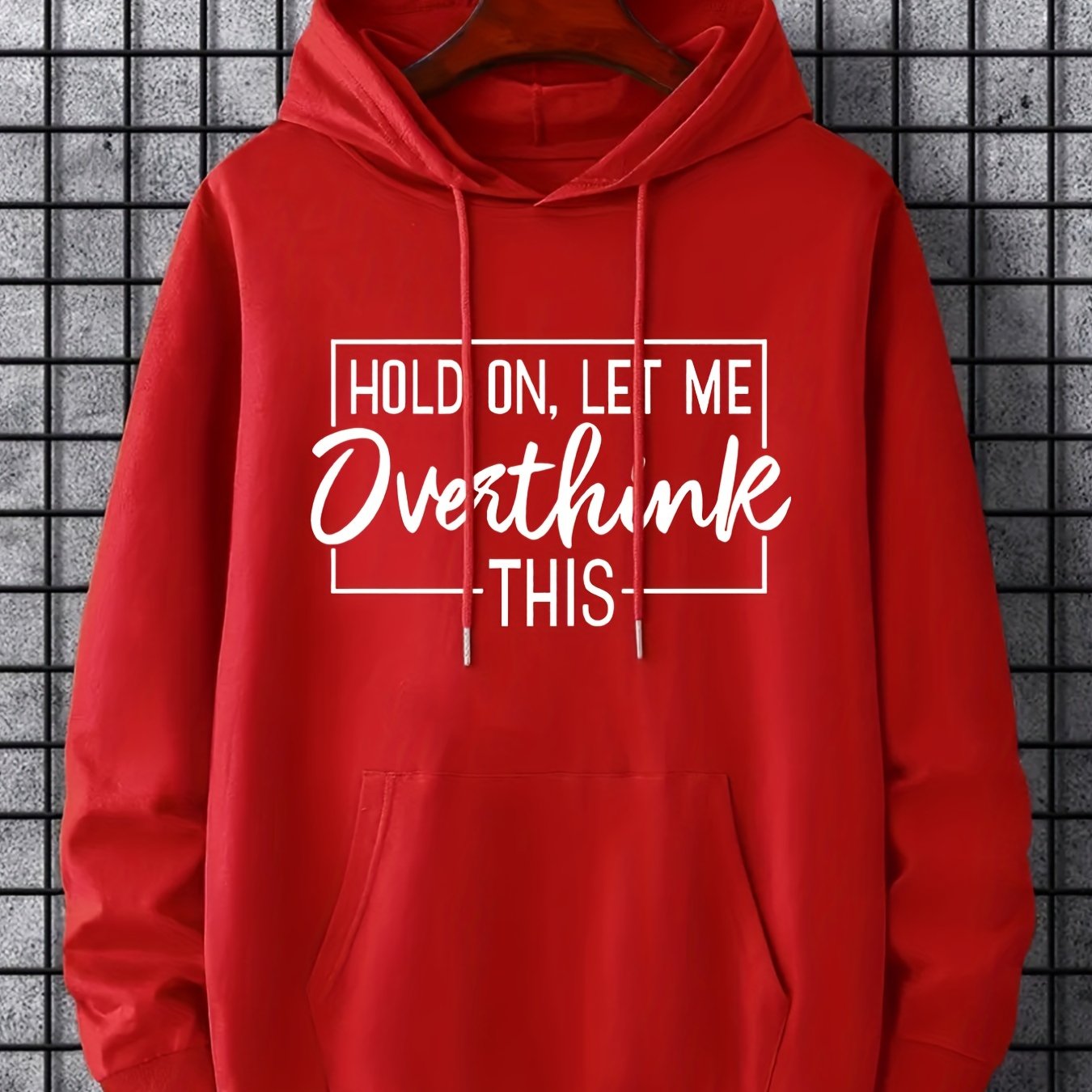Hoodies For Men, Funny 'Overthink' Print Hoodie, Men's Casual Pullover Hooded Sweatshirt With Kangaroo Pocket For Spring Fall, As Gifts